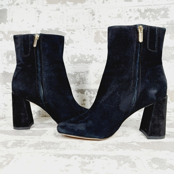 Sam Edelman Codie Black Suede Leather Block Heel Ankle Boots M372 - Picture 5 of 12